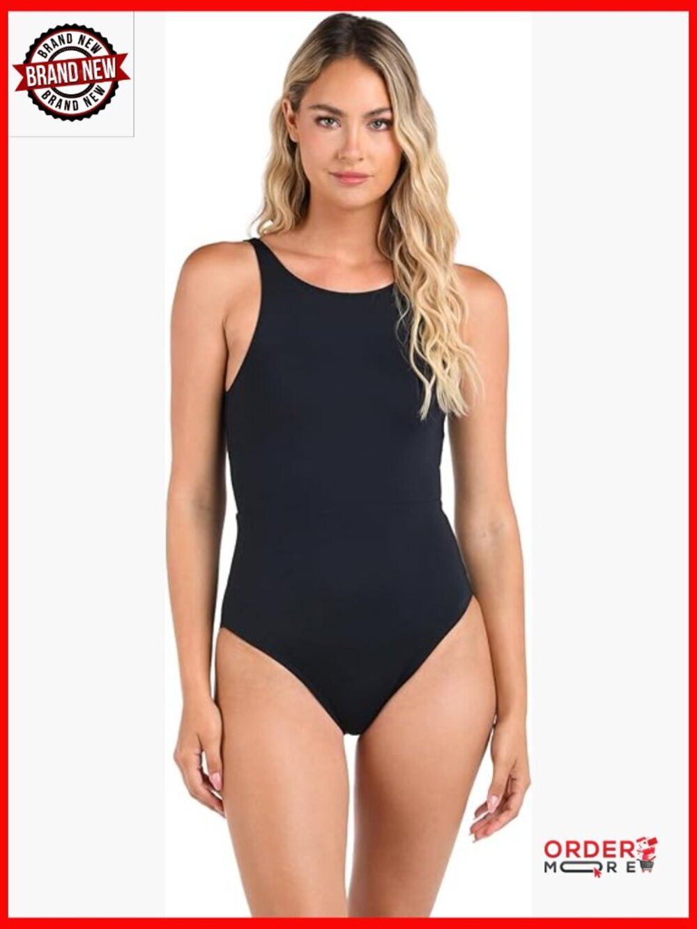 High Neck One Piece Swimsuit Tummy Control Adjustable Straps